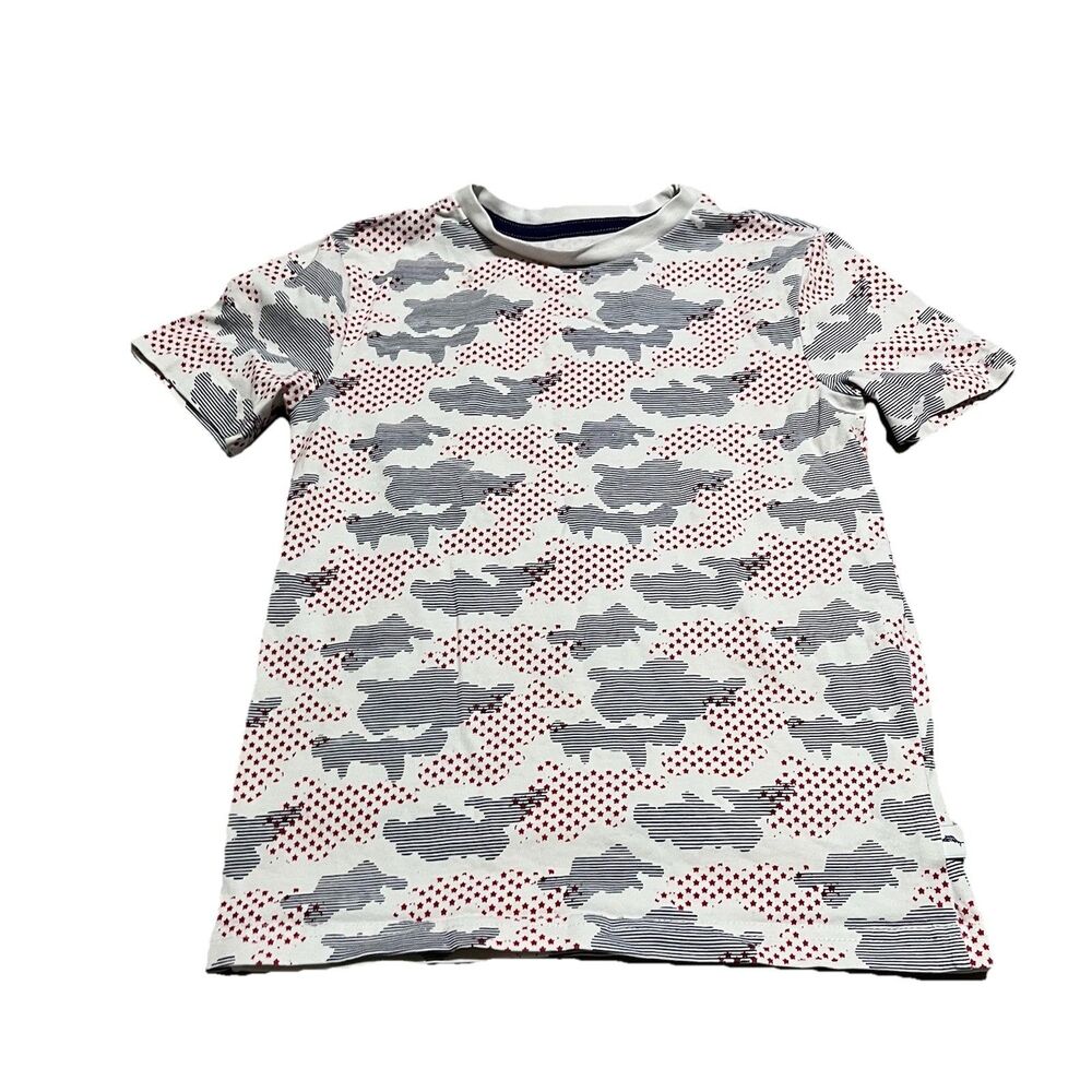 Tommy Bahama Camo Red White Blue Geometric Short Sleeve Shirt Boys Size 5/6